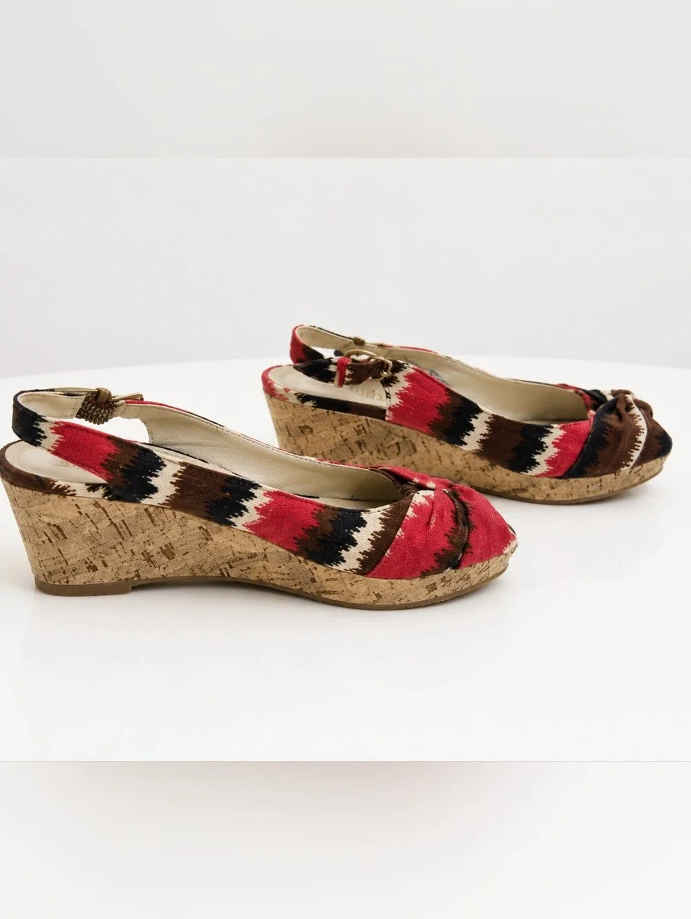 IKAT Print Cork Wedge Sandals